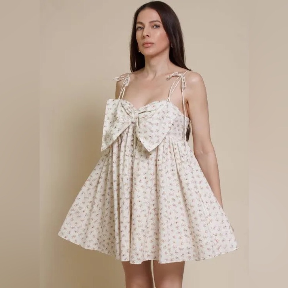 NWT storia dainty floral bow front dress